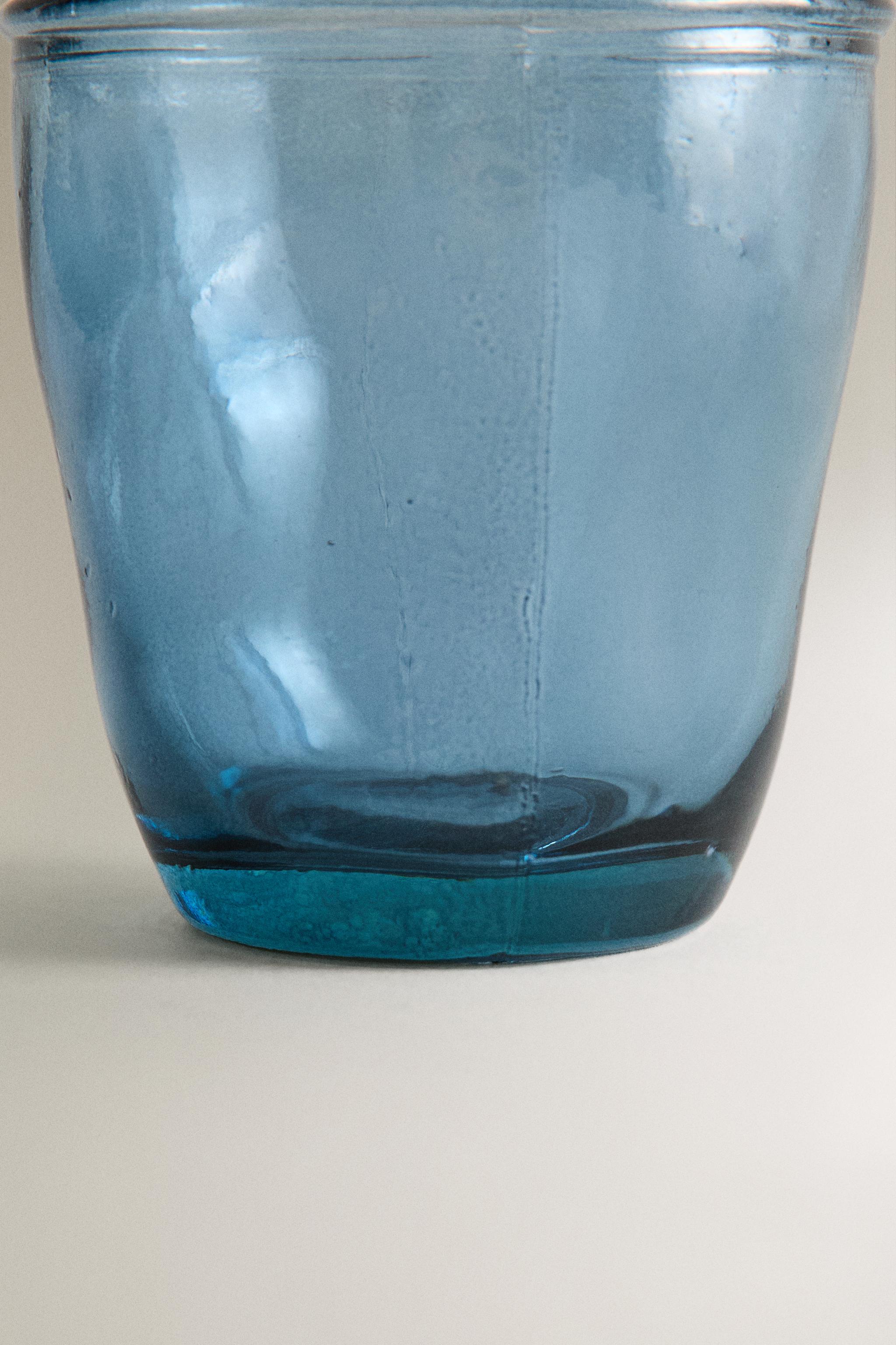 TRANSLUCENT BLUE GLASS TOOTHBRUSH TUMBLER